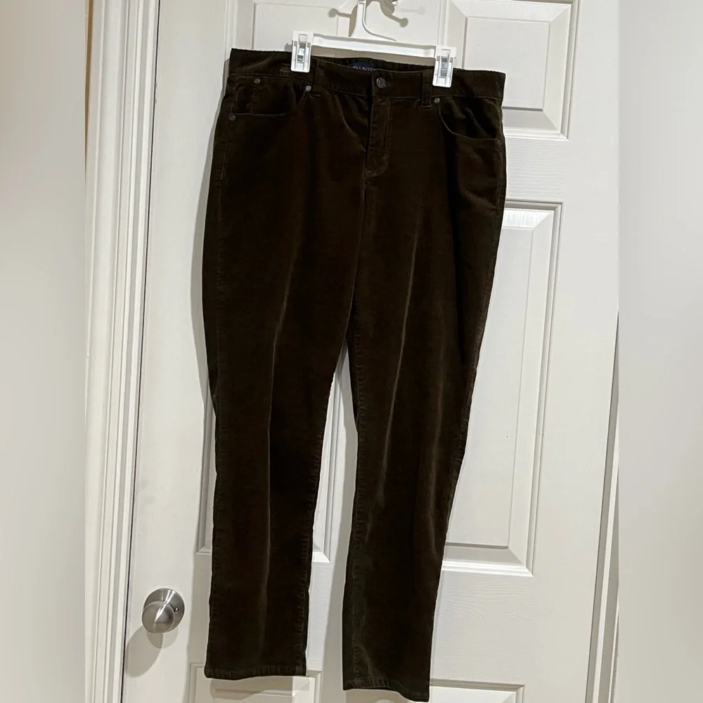 TALBOTS Dark Brown STRETCH Corduroy Straight-Leg Pants WOMEN SIZE 12